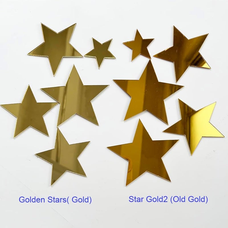 TVPHLLY 40Pcs 3D Old Gold Stars Acylic Wall Stickers with Adhesive Art Decal Satin Paper Baby Kids Bedroom Home DIY Decor Removable Stickers (Star Gold 2) - Image 3